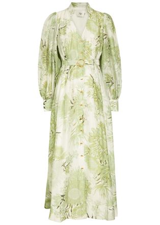 Aje Aje Reflector Floral-print Woven Midi Shirt Dress - Green - 10 (UK10 / S)