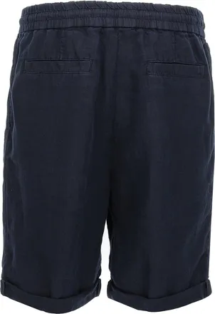 Brunello Cucinelli Garment-Dyed Linen Bermudas - Navy