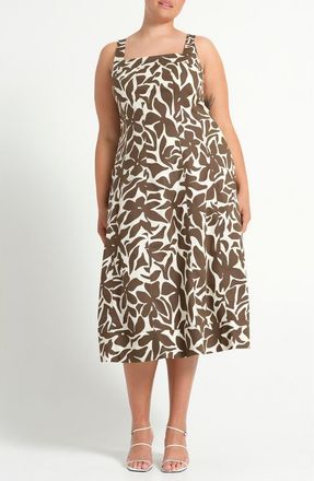 Estelle Sylvia Print Sleeveless MIdi Dress in Willowflora at Nordstrom, Size 20W