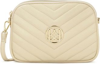 Kazar Tassen, Dames, Beige, ONE Size, Leer, Room crossbody tas met groot monogram