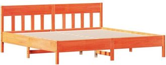 vidaXL Cama Sin Colch&oacute;n Madera Maciza De Pino Marr&oacute;n Cera 180x200 Cm Vidaxl