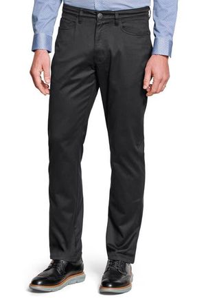 Johnston & Murphy Straight Leg Stretch Cotton 5-Pocket Pants in Black at Nordstrom, Size 32R
