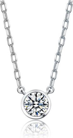 Rachel Glauber Round Stud Necklace with Clear Cubic Zirconia