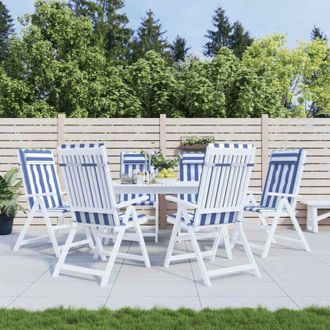 vidaXL Cojines Silla Respaldo Alto 6 Uds Tela Oxford Rayas Azul Blanco Vidaxl