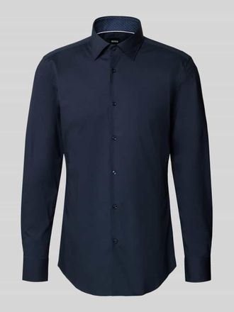 HUGO BOSS Slim Fit Businesshemd aus Baumwoll-Mix Modell H-HANK in Marine, Gr&ouml;&szlig;e 38