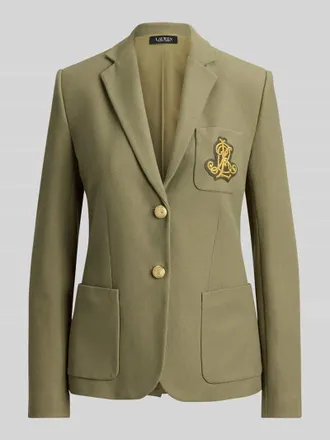 Lauren Ralph Lauren Regular Fit Kurzblazer mit Logo-Stitching Modell ANFISA in Khaki, Gr&ouml;&szlig;e XL