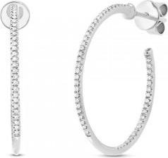 Allurez 0.19ct 14k White Gold Diamond Hoop Earrings