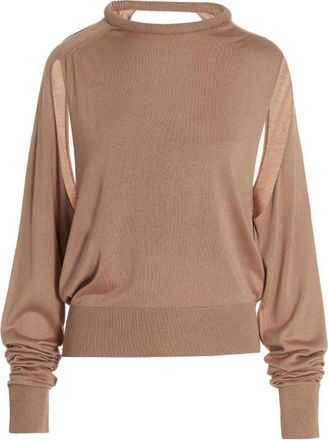 RAMAEL Beige Cut out insert top sweater