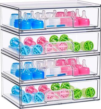 Sorbus Wide Stackable Set Of 4 Acrylic Storage Drawers