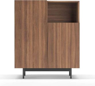 HERDASA Herdasa - Mueble Auxiliar Modelo 602-1 Acabado Nogal, 110 X 90 X 34 (alto X Ancho X Fondo)