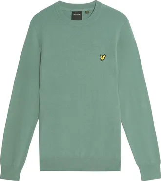 Lyle & Scott Mid Knits Katoen Merino Ronde Hals Trui - Heren - Ronde hals truien - Groen - XL - Katoen - Truien & Vesten