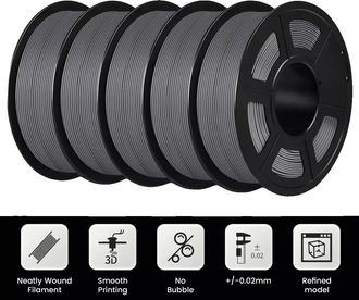 OEM Filamento Pla, Ecol&oacute;gico, De Alta Compatibilidad, Gris Mate, 5 Rollos