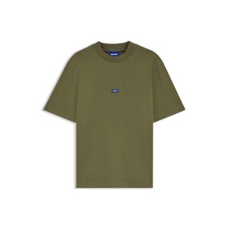HUGO BOSS Cotton-jersey T-shirt with blue logo patch