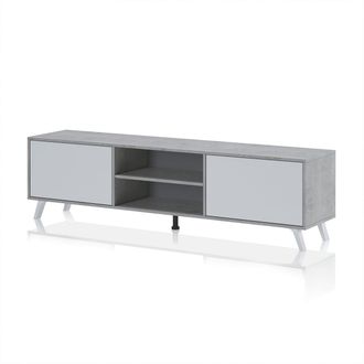 Oresteluchetta Mueble Porta Tv Moderno De Madera Acabado Cemento Y Alerce Brixton