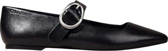 Calvin Klein Squared Ballerina MJ LTH HDW - Dames - Ballerinas - Zwart - 41 EU - Katoen - Schoenen