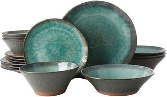 Gibson Home Green Lantern 16-Piece Terracotta Reactive Glaze Dinnerware Set at Nordstrom
