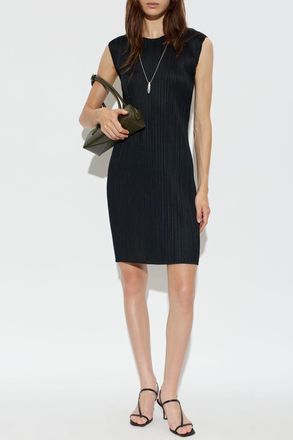 Pleats Please Issey Miyake Sleeveless Pleated Dress, Womens, Black
