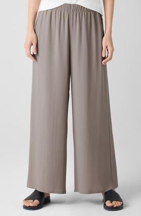 Eileen Fisher Silk Crepe Georgette Ankle Wide Leg Pants in Cocoa at Nordstrom Rack, Size X-Small
