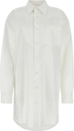 Maison Margiela Witte Poplin Shirt Mini Jurk - Dames - Shirt Kleedjes - Wit - XS - Kleedjes