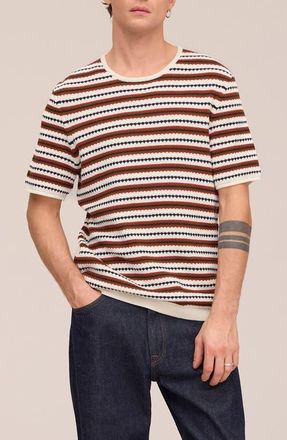 Nn.07 Bari 6686 Short Sleeve Organic Cotton Sweater in Ivory Multi at Nordstrom, Size Xx-Large