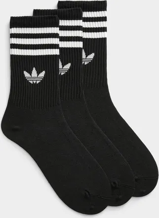adidas Mens Black and white stripe ribbed socks 3-pack