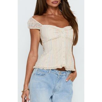 Princess Polly Trinitee Cap Sleeve Button-Up Top in Floral at Nordstrom, Size 10