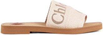 Chlo&eacute; Schoenen, Dames, Beige, 38 EU, Beige Lintband Vierkante Neus Slides