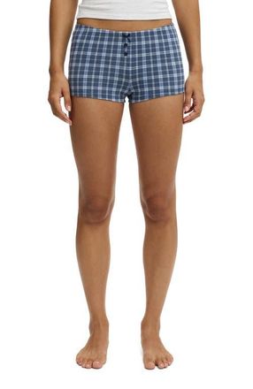Cotton On Womens Dreamy Soft Micro Short in Steely Blue Heather Check at Nordstrom, Size X-Small