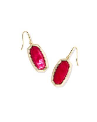 Kendra Scott Womens Dani Bezel Earrings In Gold / Carmine Red Illusion