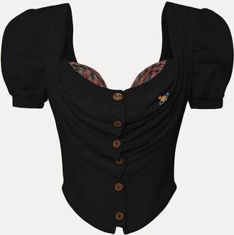 Vivienne Westwood Short Sleeve Bea Corset Cardigan Mako Cotton Black 38 Women