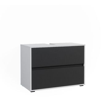 Vicco Mueble Bajo Lavabo Maltin, Blanco/antracita, 80.2 X 58.2 Cm Con Dos Grandes Cajones