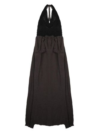 120% Lino Linen Polyamide Halter Crochet Dress