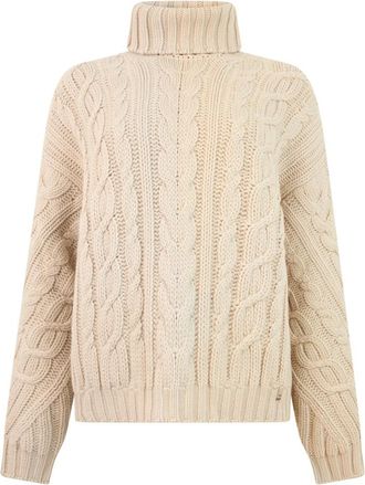 Herno Trui met Hoge Kraag - Dames - Coltruien - Beige - S - Wol - Truien & Vesten