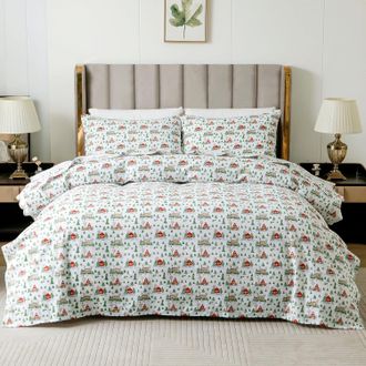 Elegant Comfort 4-Piece Holiday Flannel Sheet Set - 100% Turkish Cotton