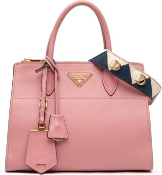 Prada 2013-2025 City Calf Trimmed Saffiano Greche Paradigme Bag satchel - Pink