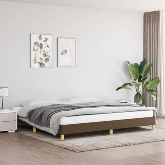 vidaXL Cama Sin Colch&oacute;n Tela Marr&oacute;n Oscuro 200x200 Cm Vidaxl