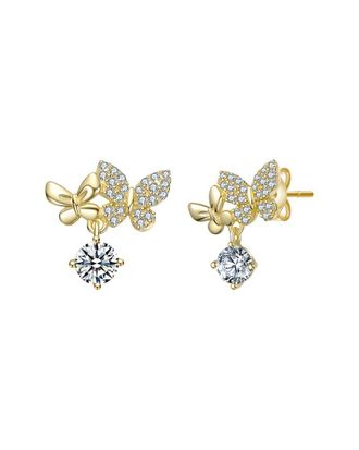 Rachel Glauber 14K Plated Cz Butterfly Earrings
