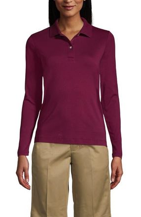 Lands End School Uniform Long Sleeve Feminine Fit Interlock Polo Shirt in Burgundy at Nordstrom, Size Xx-Small