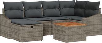 vidaXL Vidaxl - Garden Sofa Set with Cushion 7 pcs Grey Poly rattan