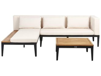Beliani Conjunto de jard&iacute;n de madera beige 3 personas