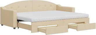 vidaXL Vidaxl - Sof&aacute; Cama Nido Con Cajones Tela Color Crema 80x200 Cm