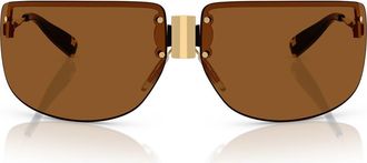 Tory Burch 75mm Semi Rimless Pillow Sunglasses in Shiny Gold /Brown at Nordstrom