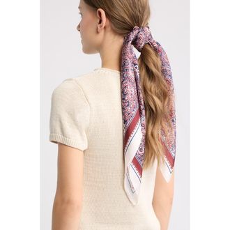 Treasure & Bond 4-Piece Scrunchie & Square Scarf Set in Burgundy Combo at Nordstrom