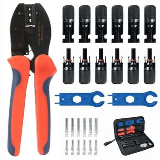 OEM Kit De Herramientas De Crimpado Solar Para Cables Fotovoltaicos De 2,5/4/6 Mm&sup2;, 6 Pares De Conectores Solares Macho/hembra, 1 Herramienta De Crimpado,