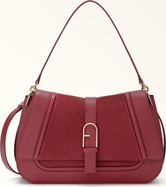 Furla Flow Top Handle L Toni Rubino Multicolour Claris Lux Calf Leather + Suede Woman