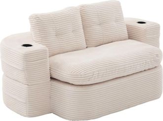 Urban Meuble Sill&oacute;n sof&aacute; convertible modular de terciopelo corduroy beige