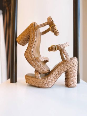 Carrano Womens Ibiza Raffia Platform Sandal In Suntan