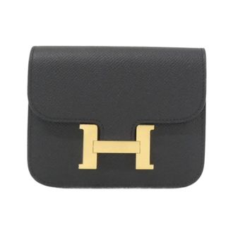Herm&egrave;s Black Epsom Leather Wallet (Bi-Fold) (Pre-Owned)