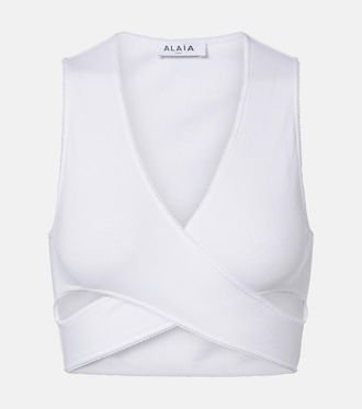 Alaia Ala&iuml;a Ribbed-knit jersey crop top