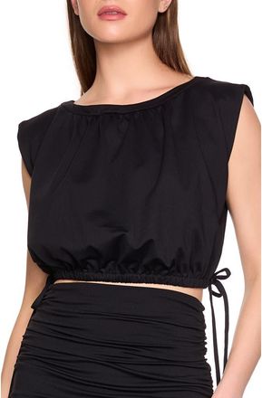 Susana Monaco Drawstring Waist Crop Top in Black at Nordstrom, Size X-Small